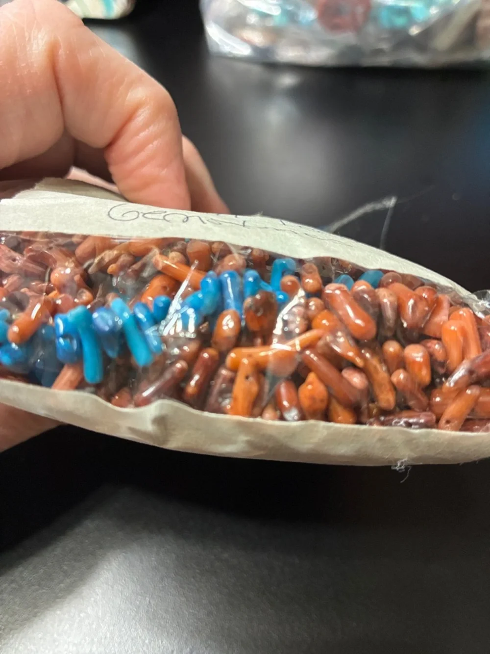 Lot of Blue and Brown Coral Chip gemstone Bead Strands - Picture 5 of 7